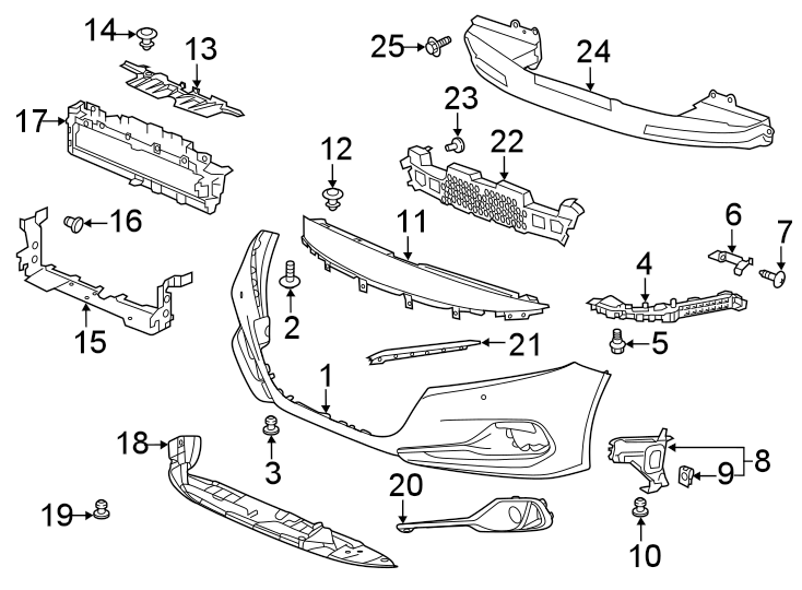 24Front bumper & grille. Bumper & components.https://images.simplepart.com/images/parts/motor/fullsize/4446007.png