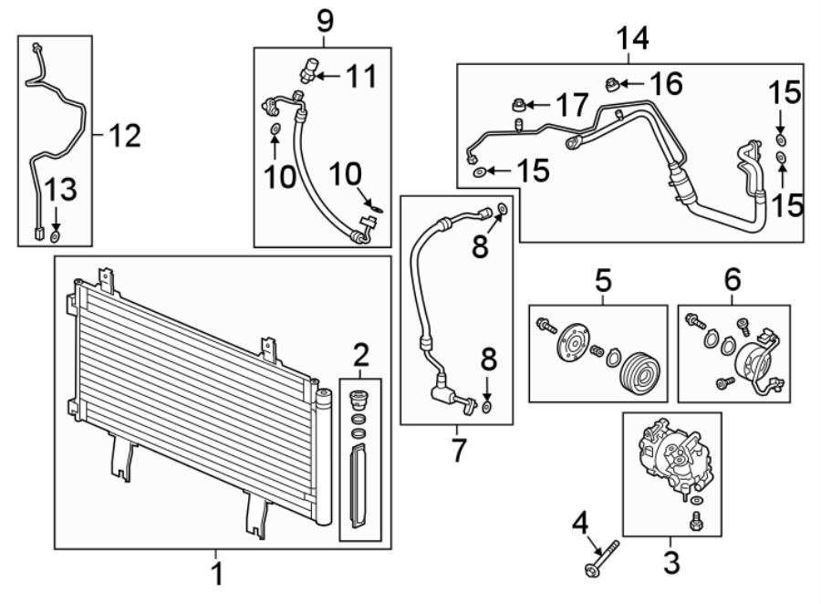 AIR CONDITIONER & HEATER. COMPRESSOR & LINES. CONDENSER.