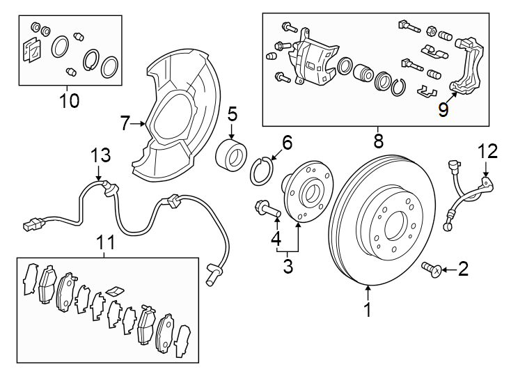 Front suspension. Brake components.