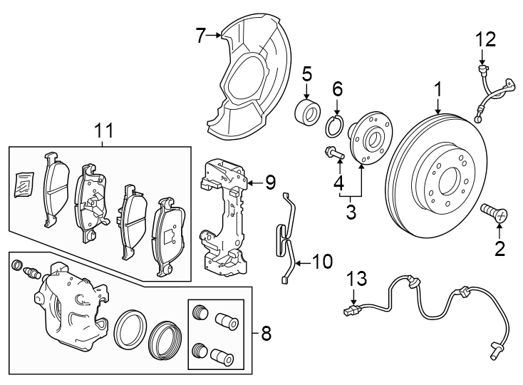 14Front suspension. Brake components.https://images.simplepart.com/images/parts/motor/fullsize/4447320.png