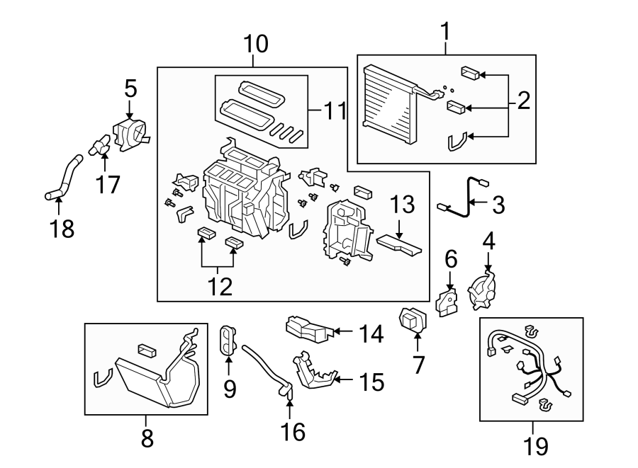 AIR CONDITIONER & HEATER. EVAPORATOR COMPONENTS.