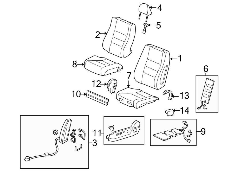 SEATS & TRACKS. FRONT SEAT COMPONENTS.