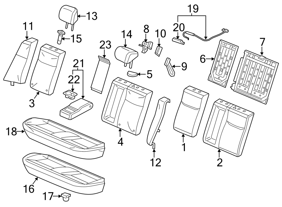 SEATS & TRACKS. REAR SEAT COMPONENTS.