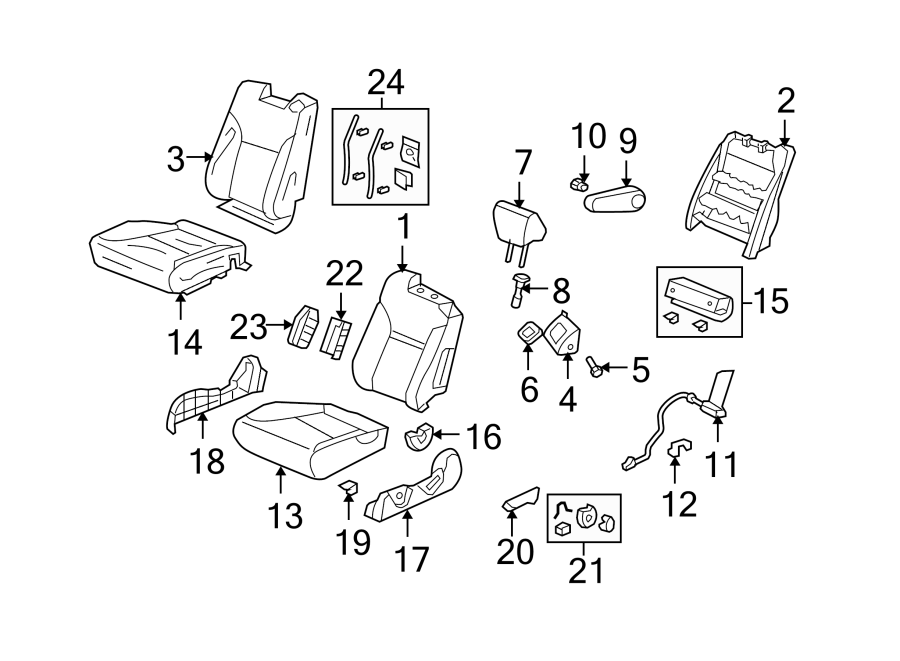 SEATS & TRACKS. FRONT SEAT COMPONENTS.