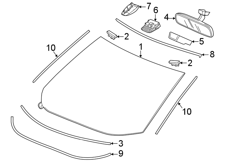 4Windshield. Glass. Reveal moldings.https://images.simplepart.com/images/parts/motor/fullsize/4451250.png