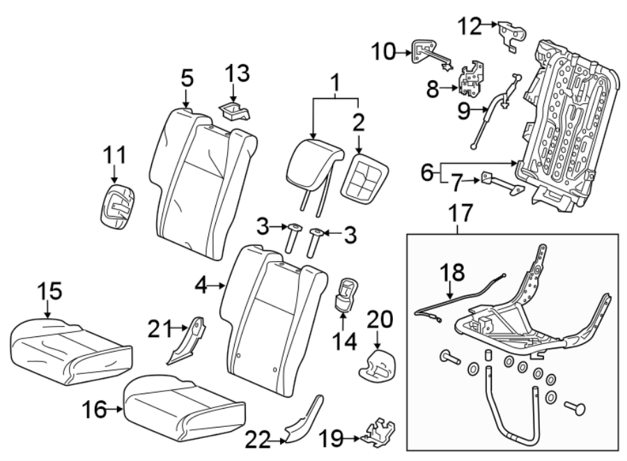 9Seats & tracks. Rear seat components.https://images.simplepart.com/images/parts/motor/fullsize/4451360.png