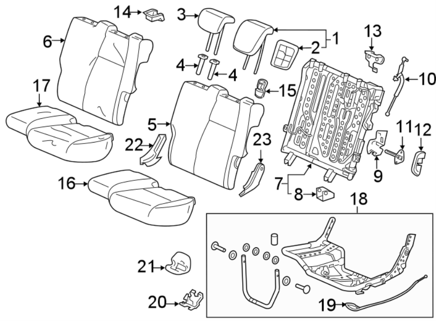 SEATS & TRACKS. REAR SEAT COMPONENTS.