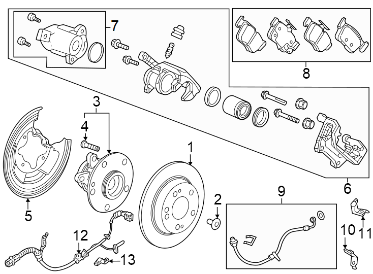 Rear suspension. Brake components.