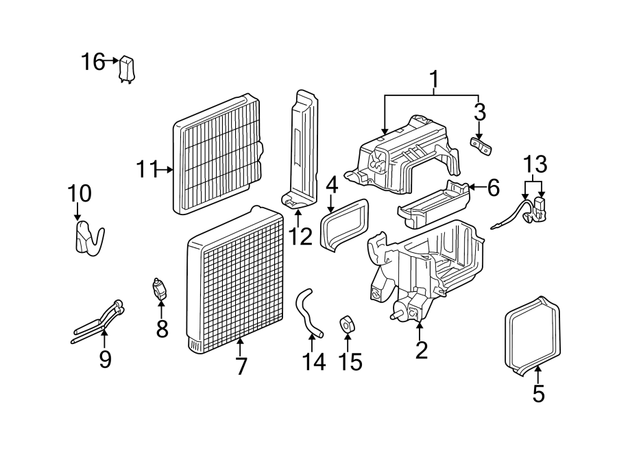 AIR CONDITIONER & HEATER. EVAPORATOR COMPONENTS.