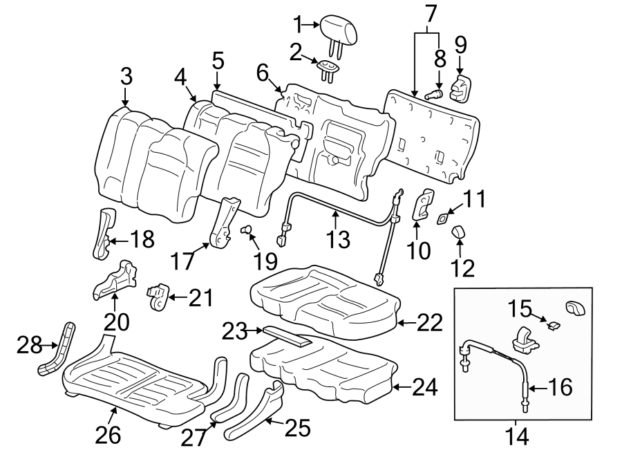 SEATS & TRACKS. REAR SEAT COMPONENTS.