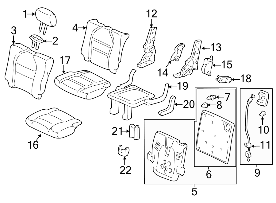 SEATS & TRACKS. REAR SEAT COMPONENTS.