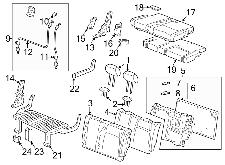 SEATS & TRACKS. REAR SEAT COMPONENTS.