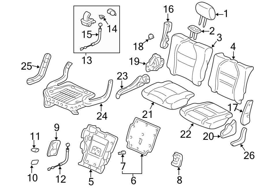 SEATS & TRACKS. REAR SEAT COMPONENTS.