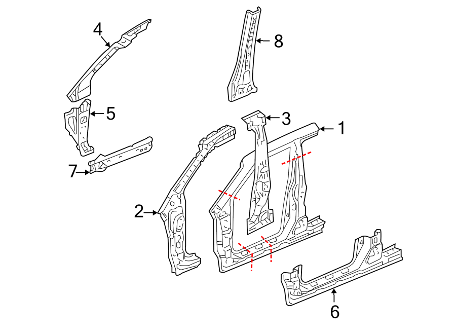 8PILLARS. ROCKER & FLOOR. APERTURE PANEL. CENTER PILLAR. HINGE PILLAR.https://images.simplepart.com/images/parts/motor/fullsize/4455375.png