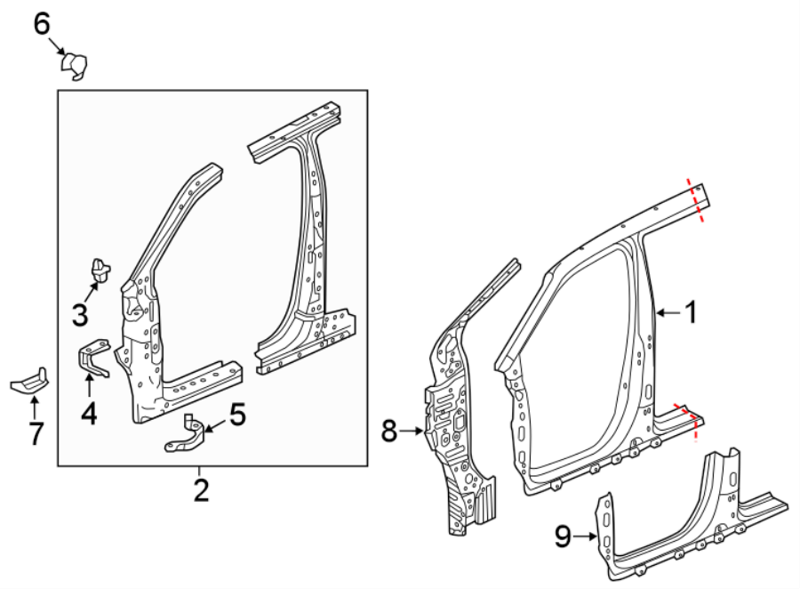 8PILLARS. ROCKER & FLOOR. APERTURE PANEL. HINGE PILLAR.https://images.simplepart.com/images/parts/motor/fullsize/4457435.png