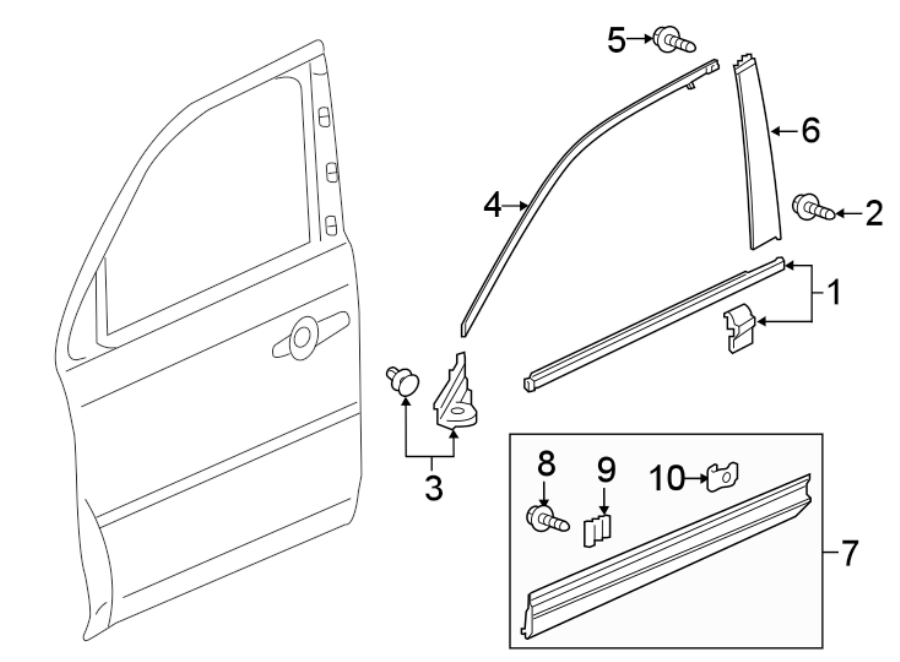 6FRONT DOOR. EXTERIOR TRIM.https://images.simplepart.com/images/parts/motor/fullsize/4457460.png