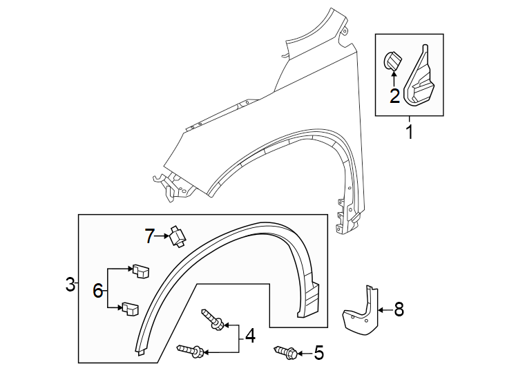 3Fender. Exterior trim.https://images.simplepart.com/images/parts/motor/fullsize/4458072.png