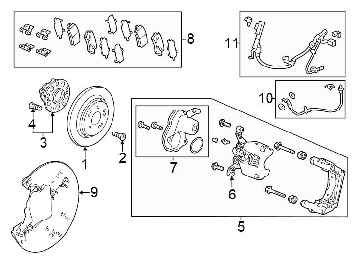 11Rear suspension. Brake components.https://images.simplepart.com/images/parts/motor/fullsize/4458460.png