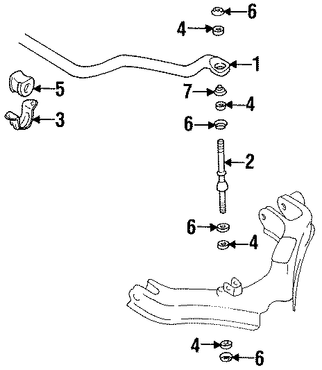 FRONT SUSPENSION. STABILIZER BAR & COMPONENTS.