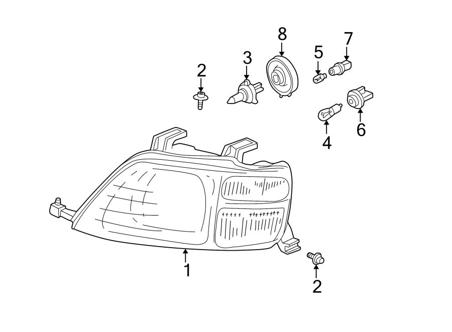 FRONT LAMPS. HEADLAMP COMPONENTS.