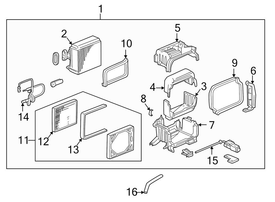 AIR CONDITIONER & HEATER. EVAPORATOR COMPONENTS.