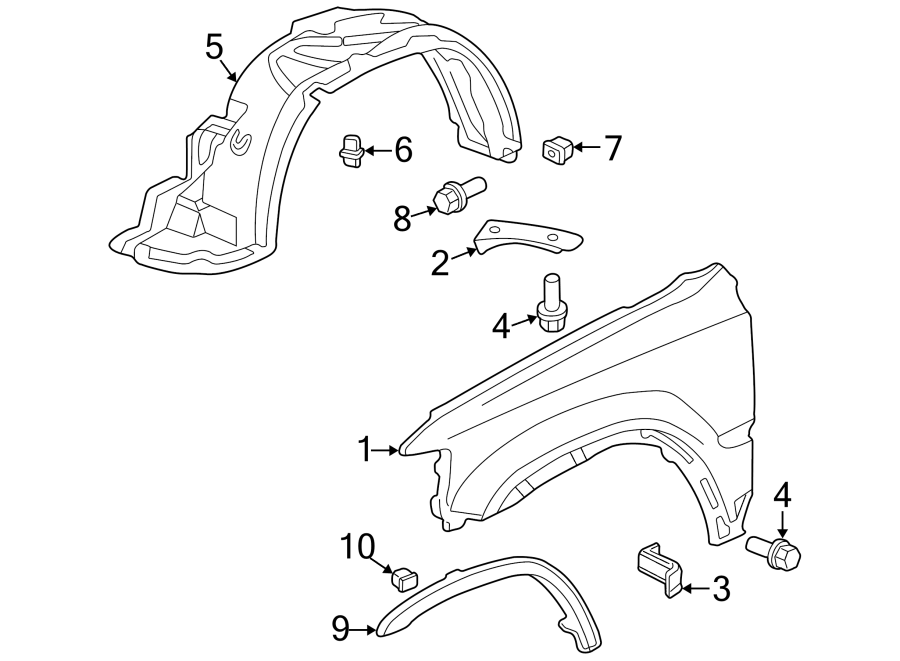 EXTERIOR TRIM. FENDER & COMPONENTS.