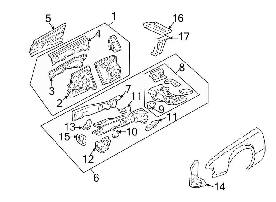 FENDER. STRUCTURAL COMPONENTS & RAILS.