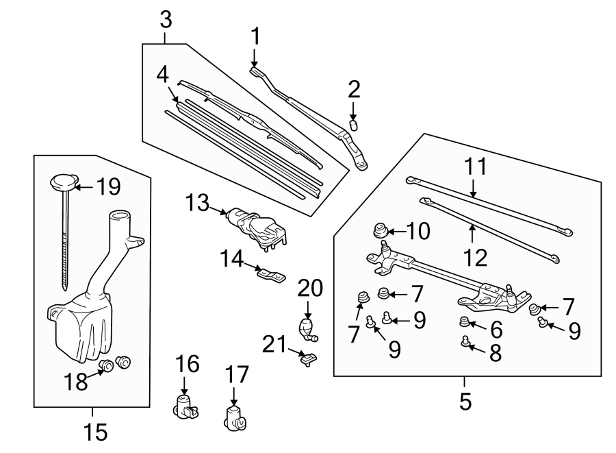 WINDSHIELD. WIPER & WASHER COMPONENTS.