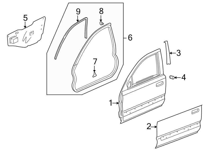 FRONT DOOR. DOOR & COMPONENTS.