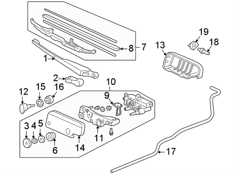 BACK DOOR. WIPER & WASHER COMPONENTS.