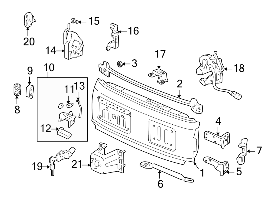 BACK DOOR. DOOR & COMPONENTS.