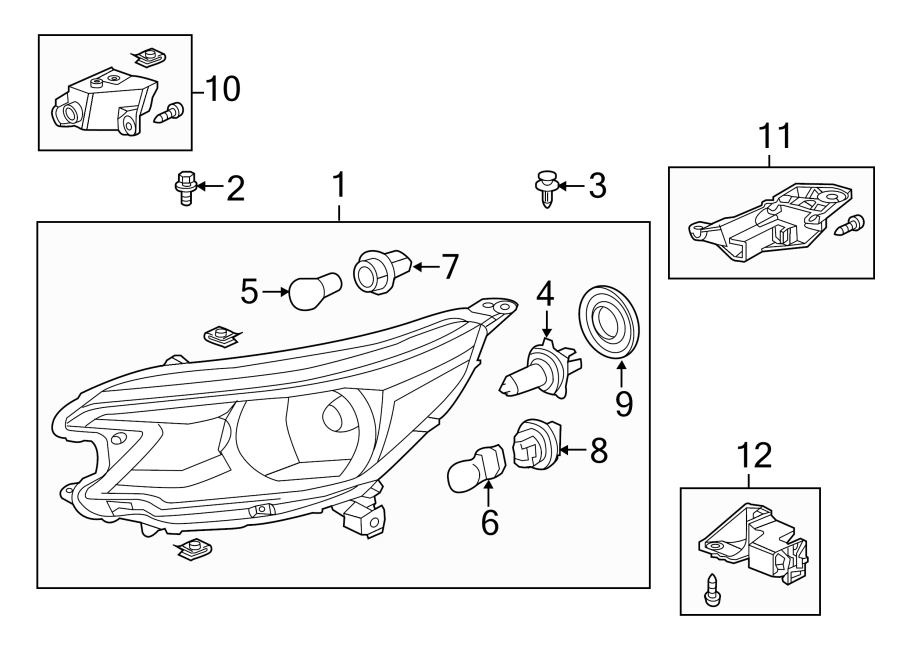 FRONT LAMPS. HEADLAMP COMPONENTS.