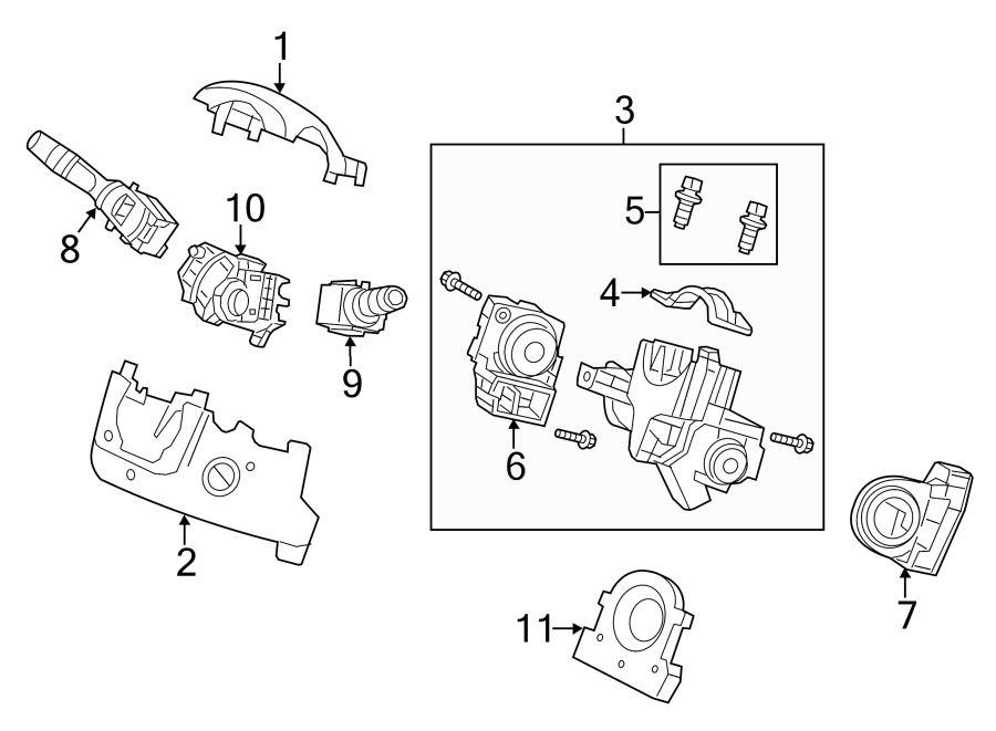 STEERING COLUMN. SHROUD. SWITCHES & LEVERS.