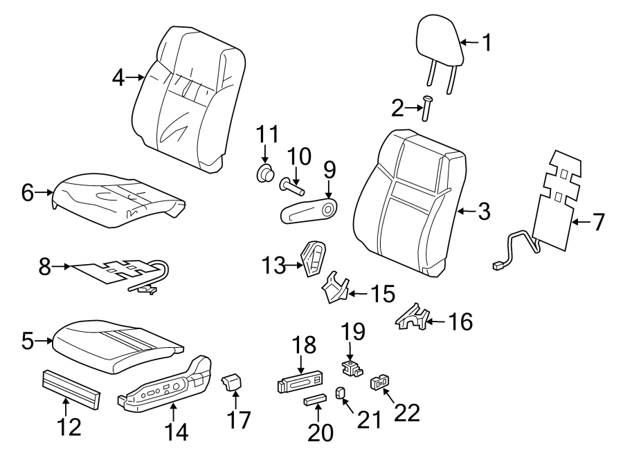 SEATS & TRACKS. DRIVER SEAT COMPONENTS.