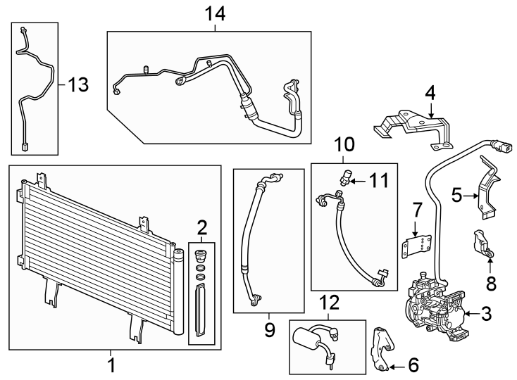 Air conditioner & heater. Compressor & lines. Condenser.