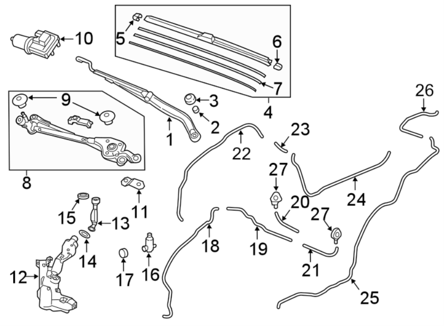 WINDSHIELD. WIPER & WASHER COMPONENTS.