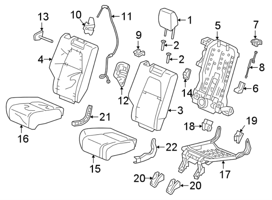 SEATS & TRACKS. REAR SEAT COMPONENTS.