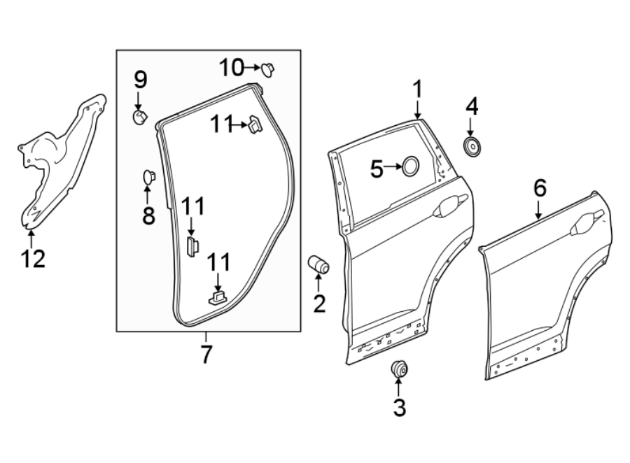 REAR DOOR. DOOR & COMPONENTS.