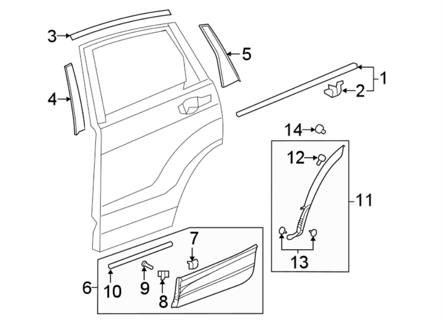 REAR DOOR. EXTERIOR TRIM.