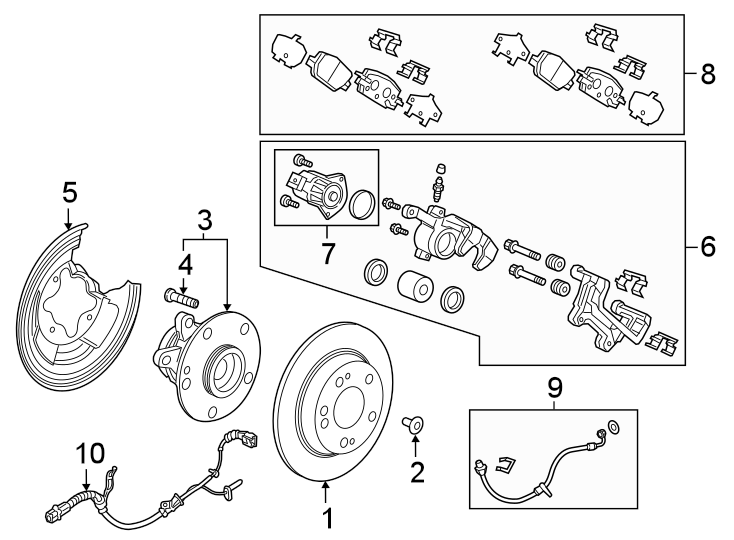 Rear suspension. Brake components.