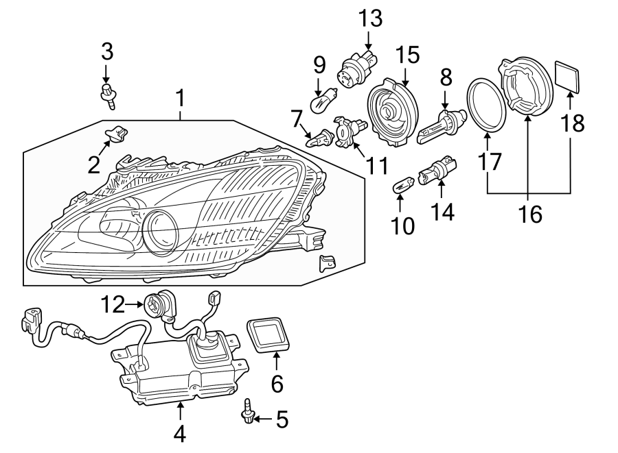 11FRONT LAMPS. HEADLAMP COMPONENTS.https://images.simplepart.com/images/parts/motor/fullsize/4465020.png