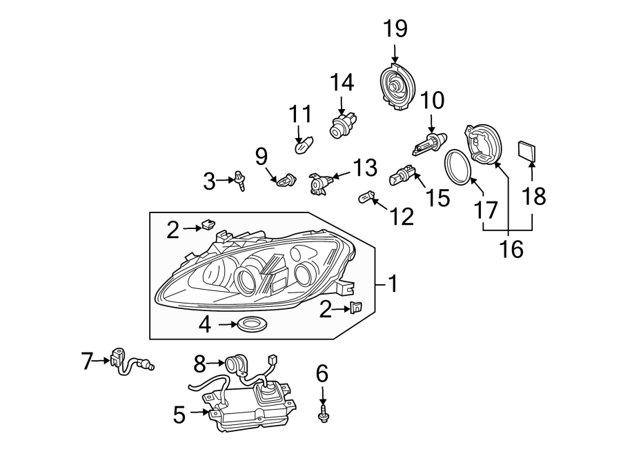 13FRONT LAMPS. HEADLAMP COMPONENTS.https://images.simplepart.com/images/parts/motor/fullsize/4465022.png