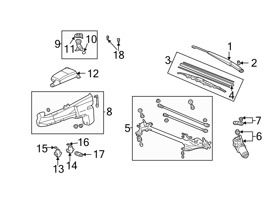 WINDSHIELD. WIPER & WASHER COMPONENTS.