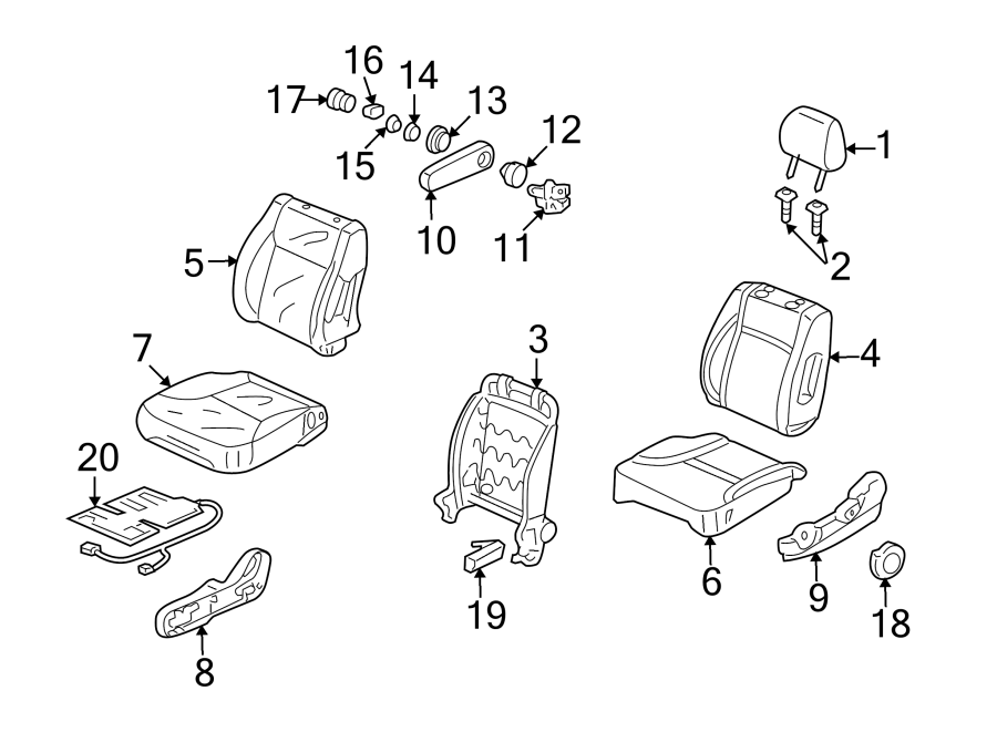 SEATS & TRACKS. FRONT SEAT COMPONENTS.