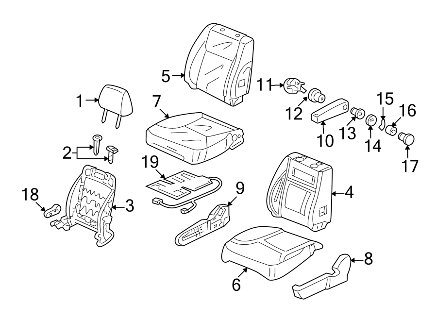 SEATS & TRACKS. FRONT SEAT COMPONENTS.