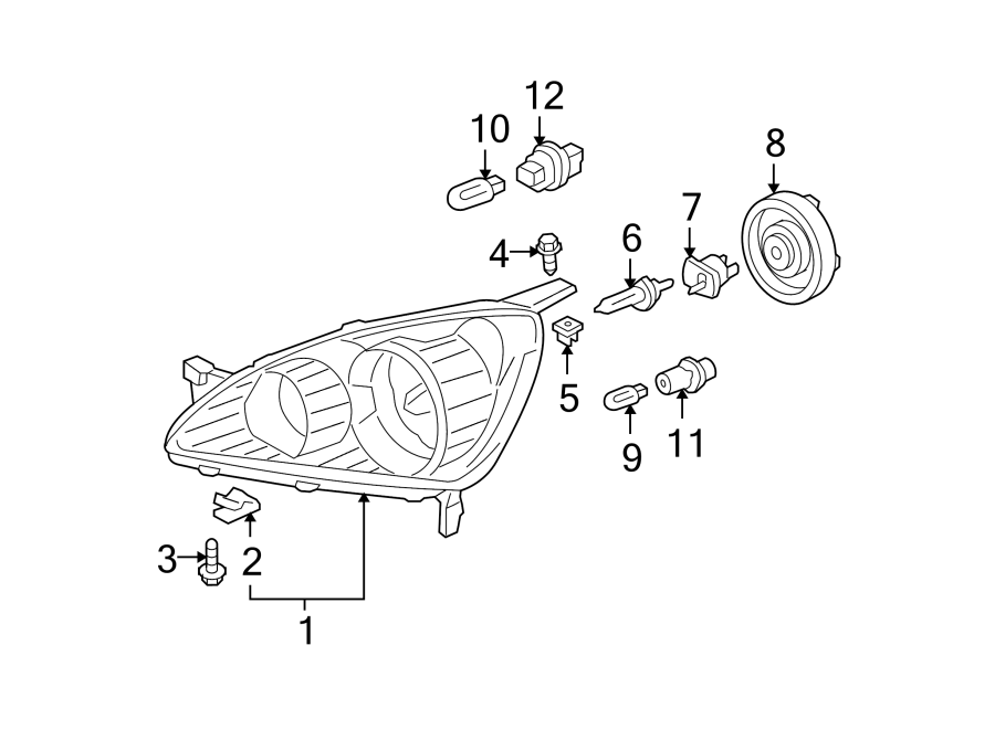 Front lamps. Headlamp components.