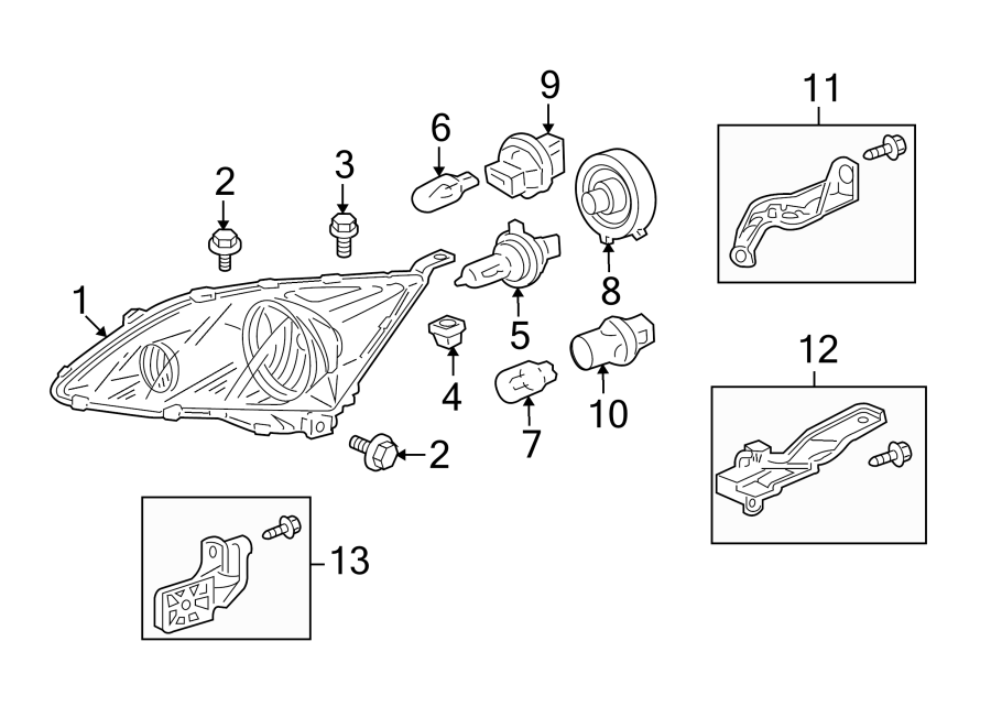 FRONT LAMPS. HEADLAMP COMPONENTS.