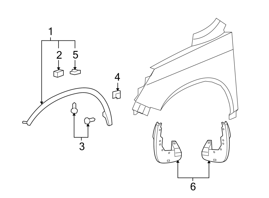 FENDER. EXTERIOR TRIM. SPLASH SHIELDS.