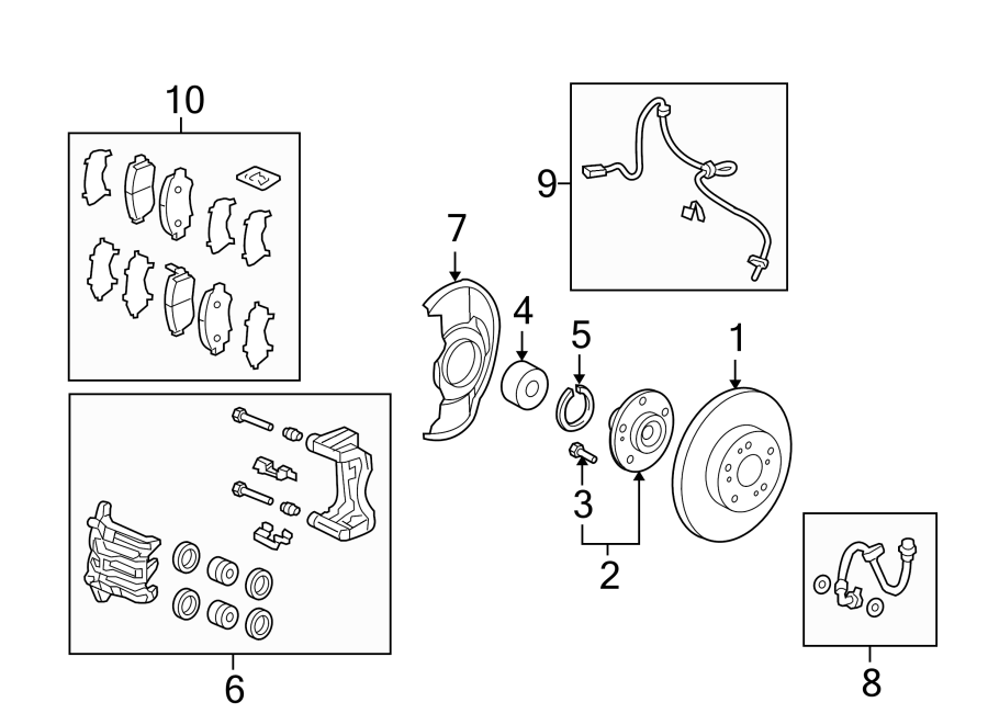 FRONT SUSPENSION. BRAKE COMPONENTS.