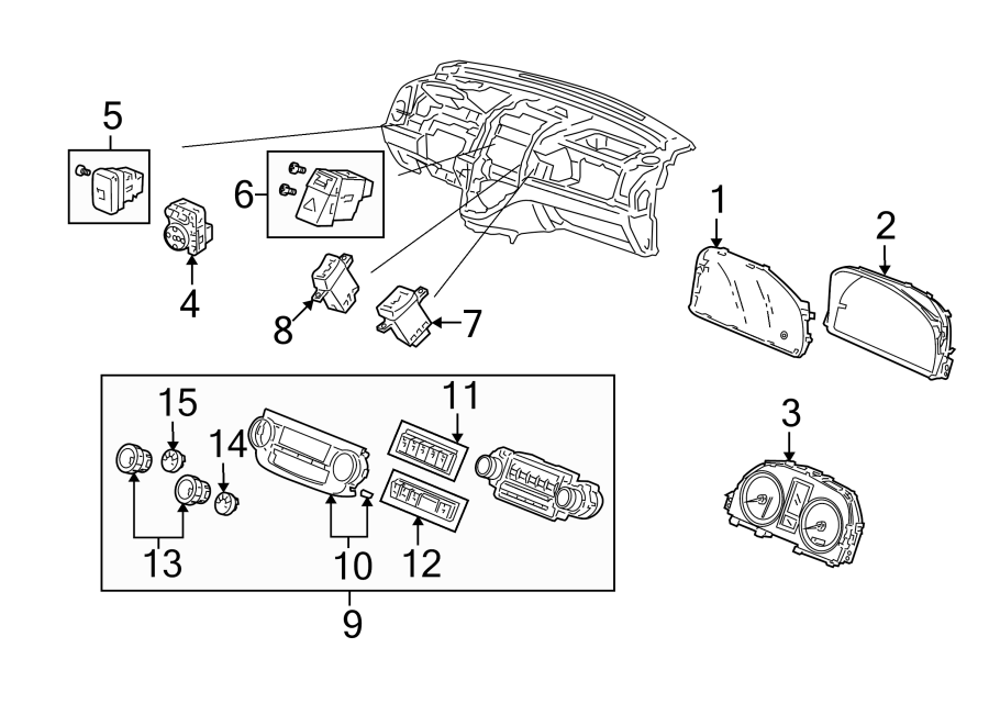 INSTRUMENT PANEL. CLUSTER & SWITCHES.